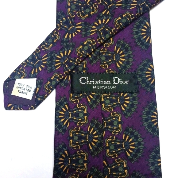 Christian Dior Monsieur Men's Tie Collection 100% Silk Made in the USA Purple - Picture 4 of 5